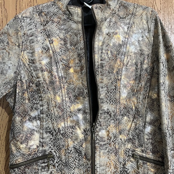 Chico’s Women’s Queen of the Jungle Reversible 100% Genuine Leather Jacket Sz-M - Picture 2 of 8